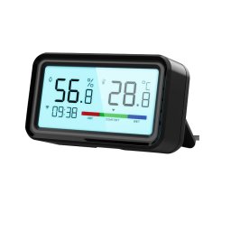 Senzor Mini de temperatura umiditate, Display, Mod Noapte, Alerta Mobil, TypeC, WiFi 2.4G, Compatibil cu Tuya SmartLife Alexa Echo Google Assistant, Negru SmartWiz