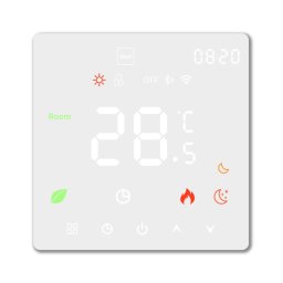 Termostat Inteligent incalzire electrica, TouchScreen, WIFI, Control prin Aplicatia Tuya, Wireless, Prindere in Doza de Perete, Control Vocal Google Home, Alexa, ALB SmartWiz