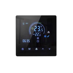 Termostat Inteligent de ambient, HVAC, Pardoseala, Aer Conditionat(AC), TouchScreen, Negru, WIFI, Control prin Aplicatia Tuya, Wireless, Doza de Perete, Control Vocal Google Home, Alexa SmartWiz