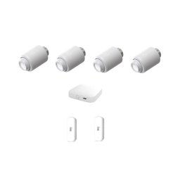 Pachet 4 Capete Termostatice inteligente, 1 Gateway Hub Tuya ZigBee 3.0 WiFi, 1 Gateway Zigbee, 2 Senzor de temperatura umiditate, ZigBee, Compatibil cu Tuya SmartLife SmartWiz