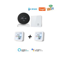 Pachet 1x Termostat inteligent S3, Wi-Fi plus 2x TUYA Senzor Temperatura Umiditate Higrometru Smartwiz