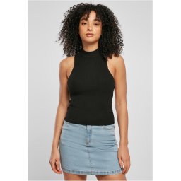 Women's turtleneck with short rib knit black