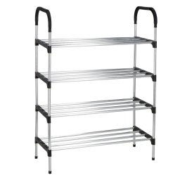 Suport pentru pantofi, 4 rafturi, cadru metalic, 84x28x60cm, negru si argintiu Household NewTrend
