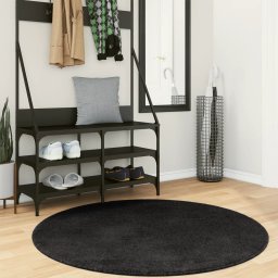Covor HUARTE, fir scurt, moale si lavabil, negru, Ø 120 cm GartenMobel Dekor