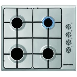 Plita pe gaz incorporabila Heinner HBH-S584I-IX, 60 cm, 4 arzatoare, aprindere, gratare emailate, inox