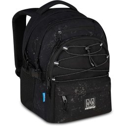 Ghiozdan Mitama, 3 compartimente, design negru