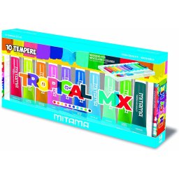 Tempera Mitama, 10 culori, Tropical Mix, lavabile, 21 ml