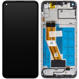 Piese si componente Display - Touchscreen Samsung Galaxy A11, Cu Rama, Negru, Service Pack GH81-18760A