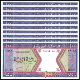 Mauritania 2002 - 100 ouguiya, necirculata (10 bucati)