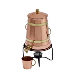 Carafa Cupru Incalzitor Ceai Cafea Vin Fiert 2,5 L cu Capac Suport si Robinet