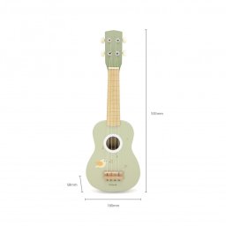 Ukulele verde din lemn pentru copii, jucarie muzicala montessori