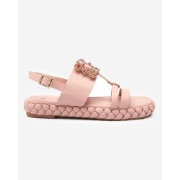 Resti Women's light pink sandals with a decorative Govy buckle - Footwear