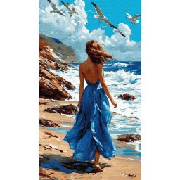 Set pictura pe numere, cu sasiu, Briza marii, 40x70 cm