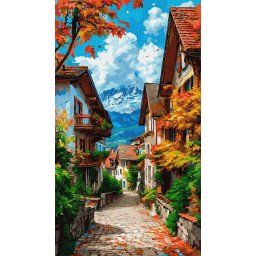 Set pictura pe numere, cu sasiu, Scari spre toamna, 40x70 cm