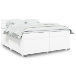 Pat box spring cu saltea, alb, 200x200 cm, piele ecologica GartenMobel Dekor