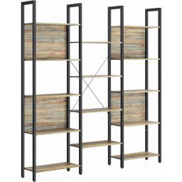 VASAGLE Biblioteca cu 14 rafturi din lemn, cadru metalic, 24x158x166cm, stil industrial, stejar si negru Household NewTrend
