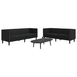 Set canapele Chesterfield cu 2 locuri, negru, piele eco. GartenMobel Dekor
