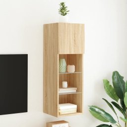 Comoda TV cu lumini LED, stejar sonoma, 30,5x30x90 cm GartenMobel Dekor