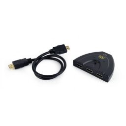 CABLU video GEMBIRD, switch 3 x HDMI (M) la HDMI (T), 0.5m,rezolutie maxima 4K UHD (3840 x 2160) la 60 Hz, conecteaza 3 dispozitive la 1 TV,indicator LED, negru, DSW-HDMI-35 (timbru verde 0.08 lei)