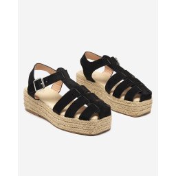 Resti Black eco-suede women's sandals on the Keniso platform - Footwear