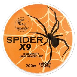 Fir textil Baracuda Spider X9, 200 m, 9 fire impletite paralel, orange-fluo