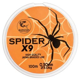 Fir textil Baracuda Spider X9, 100 m, 9 fire impletite paralel, orange-fluo
