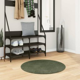 Covor HUARTE, fir scurt, moale si lavabil, verde padure Ø 80 cm GartenMobel Dekor