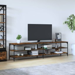 Comoda TV, stejar fumuriu, 200x30x50 cm lemn prelucrat si metal GartenMobel Dekor