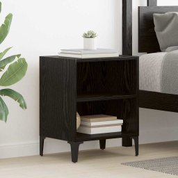Noptiera stejar negru 40x30x50 cm cu 2 rafturi, lemn compozit