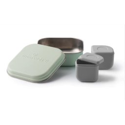 Set cutie cu 2 silipods pentru mancare bebelusi Miniware Grow bento, 3 piese, Keylime+Grey