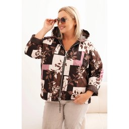 Kesi Włoski Plus Size women's jacket with a hood and extended back brown
