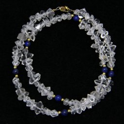 Colier din Diamant Herkimer si Lapis Lazuli Rotund cu Gold Filled - Inchizator Gold Filled