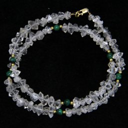 Colier din Diamant Herkimer si Malachit Rotund cu Gold Filled - Inchizator Gold Filled