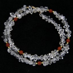 Colier din Diamant Herkimer si Jasp Rosu Rotund cu Gold Filled - Inchizator Gold Filled