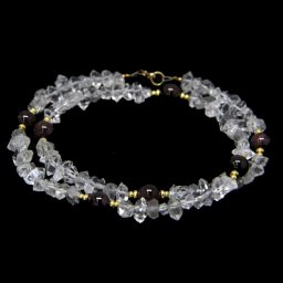 Colier din Diamant Herkimer si Granat Rotund cu Gold Filled - Inchizator Gold Filled