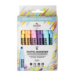 Set 6 culori pastel evidentiator gros, varf pensula, KOH-I-NOOR