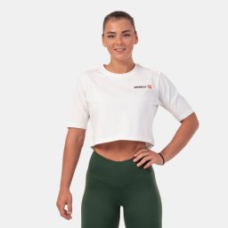 NEBBIA Tricou pentru femei Crop Top Minimalist Logo Cream XS