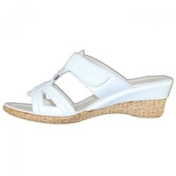 Papuci dama, alb, casual, din piele naturala, cu platforma, Nicolis 60663-Alb (Marime: 36)