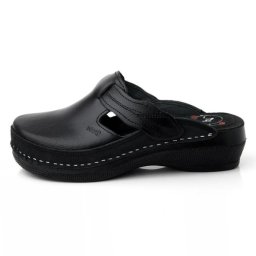 Saboti dama, negru, medicinali, ortopedici, din piele naturala, cu platforma, Batz Flower-Negru (Marime: 36)