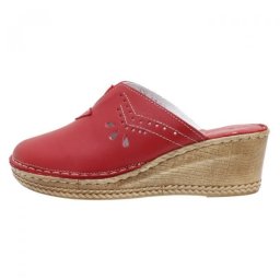 Saboti dama, rosu, din piele naturala, casual, cu platforma, Nicolis 173367-Rosu (Marime: 37)
