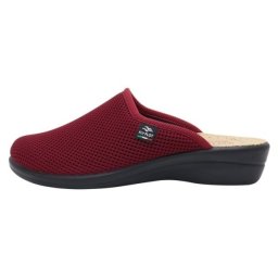Saboti dama, bordo, ortopedici, de casa, textil, cu interior din piele naturala, talpa joasa, Fly Flot T4-368-FE-2014-Bordo (Marime: 35)