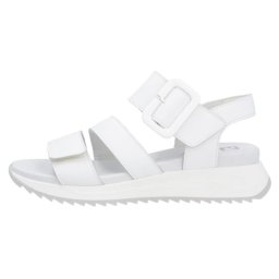 Sandale dama, alb, casual, din piele naturala, cu talpa groasa si inchidere velcro, Rieker W2950-80-Alb (Marime: 36)