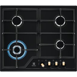 Plita incorporabila Electrolux KGS6436RK, Gaz, 4 arzatoare, arzator Wok, aprindere electrica, gratare de fonta, Negru