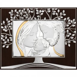 Icoana argintata Sacra Famiglia - Pomul vietii (Dimensiune icoana: 31 x 25 cm)