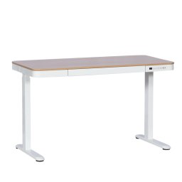 Birou ergonomic reglabil Carmen CR-118 E, Picioare nivelante, Panou de control, Display, USB, Memorie, Senzor anti-coliziune, Alb/carte