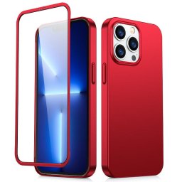 Husa Joyroom 360 Full Case front and back cover for iPhone 13 Pro Max + tempered glass screen protector red (JR-BP928 red)