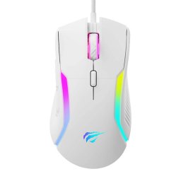 Mouse MS1033 – Mouse gaming cu fir USB, optic, DPI ajustabil, 6 butoane + scroll, iluminare LED, alb