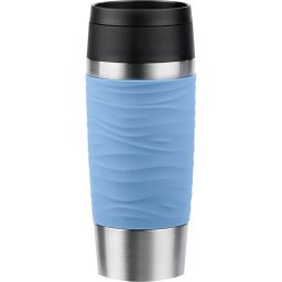 Emsa TRAVEL MUG Waves thermal mug (light blue/stainless steel, 0.36 liters)