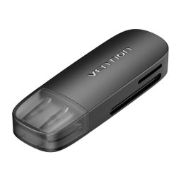 Cititor carduri de memorie 2 în 1 USB 2.0 A (SD+TF) Vention CLEB0 (negru)