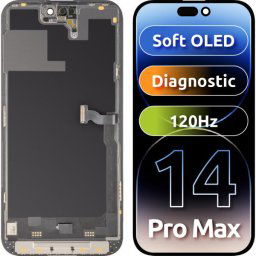 Piese si componente Display cu Touchscreen MP compatibil cu Apple iPhone 14 Pro Max, cu Rama, Versiune Soft OLED FHD 120Hz Diagnostic, Negru